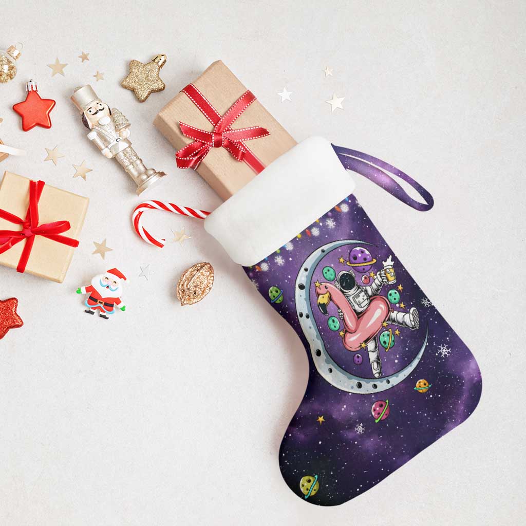 Funny Astronauts Sit On Flamingo Christmas Stocking Xmas Holiday Patterns - Wonder Print Shop