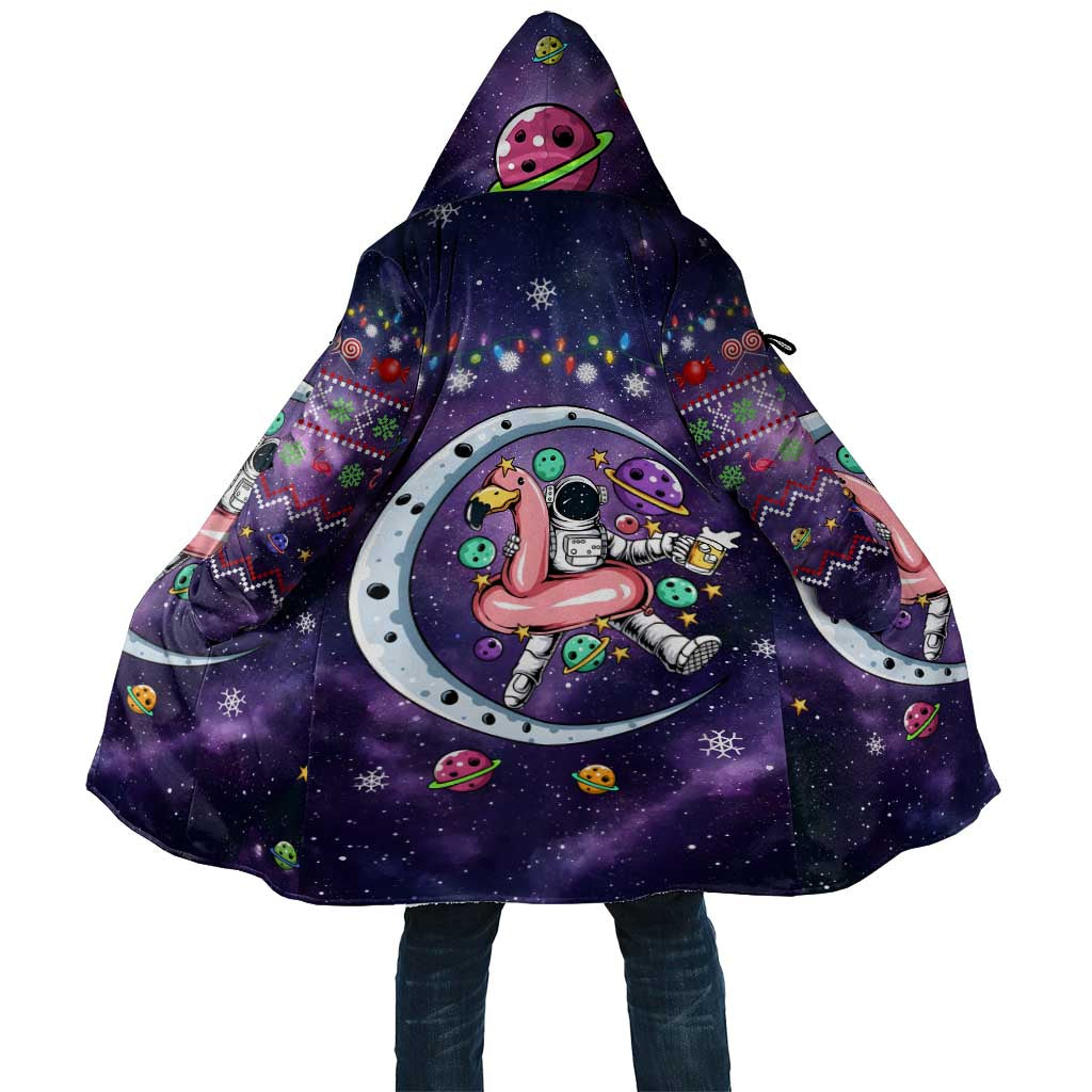 Funny Astronauts Sit On Flamingo Christmas Cloak Xmas Holiday Patterns - Wonder Print Shop