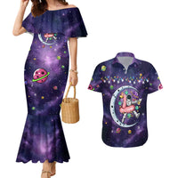 Funny Astronauts Sit On Flamingo Christmas Couples Matching Mermaid Dress and Hawaiian Shirt Xmas Holiday Patterns - Wonder Print Shop