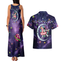 Funny Astronauts Sit On Flamingo Christmas Couples Matching Tank Maxi Dress and Hawaiian Shirt Xmas Holiday Patterns - Wonder Print Shop