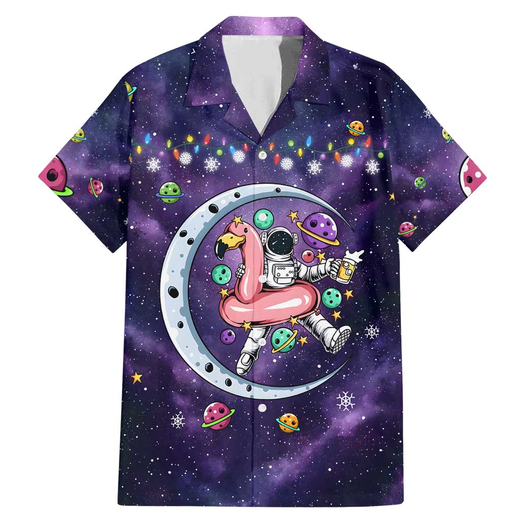 Funny Astronauts Sit On Flamingo Christmas Family Matching Mermaid Dress and Hawaiian Shirt Xmas Holiday Patterns - Wonder Print Shop
