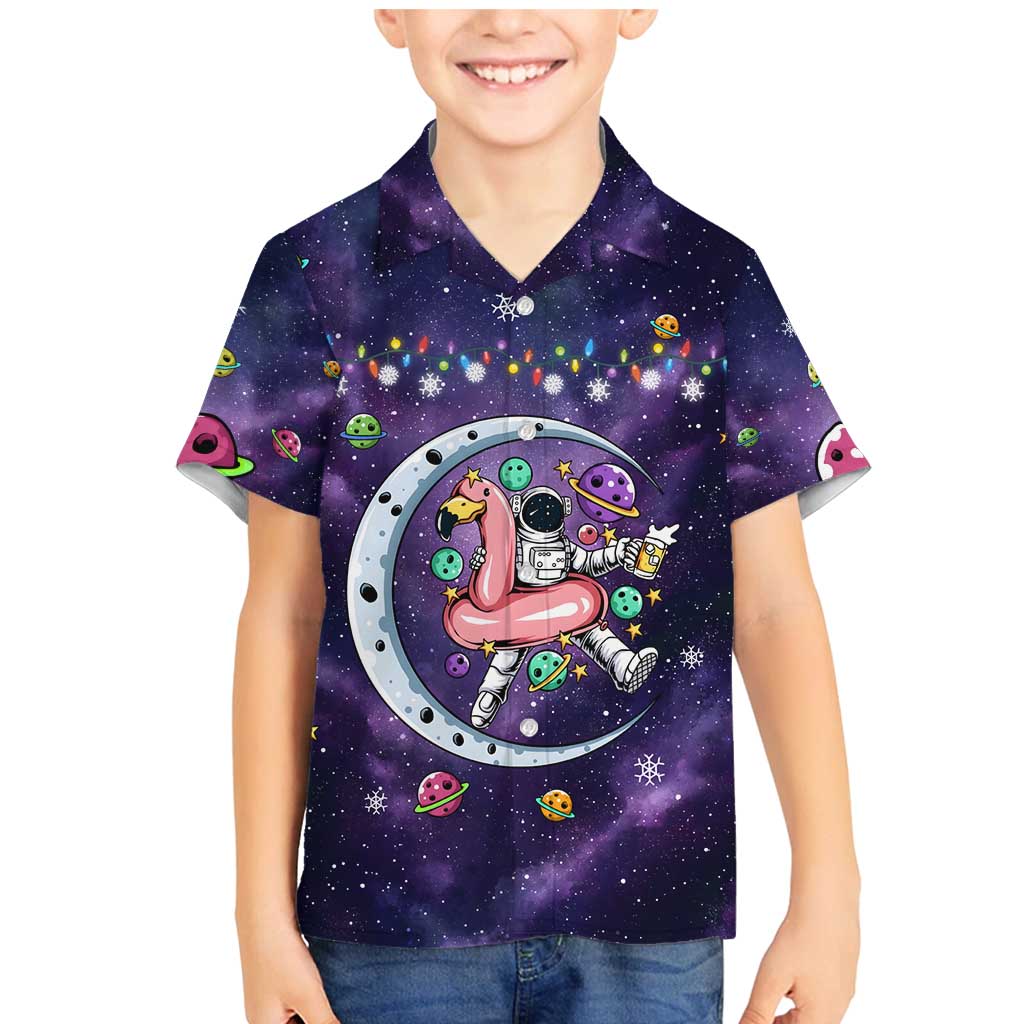 Funny Astronauts Sit On Flamingo Christmas Family Matching Mermaid Dress and Hawaiian Shirt Xmas Holiday Patterns - Wonder Print Shop