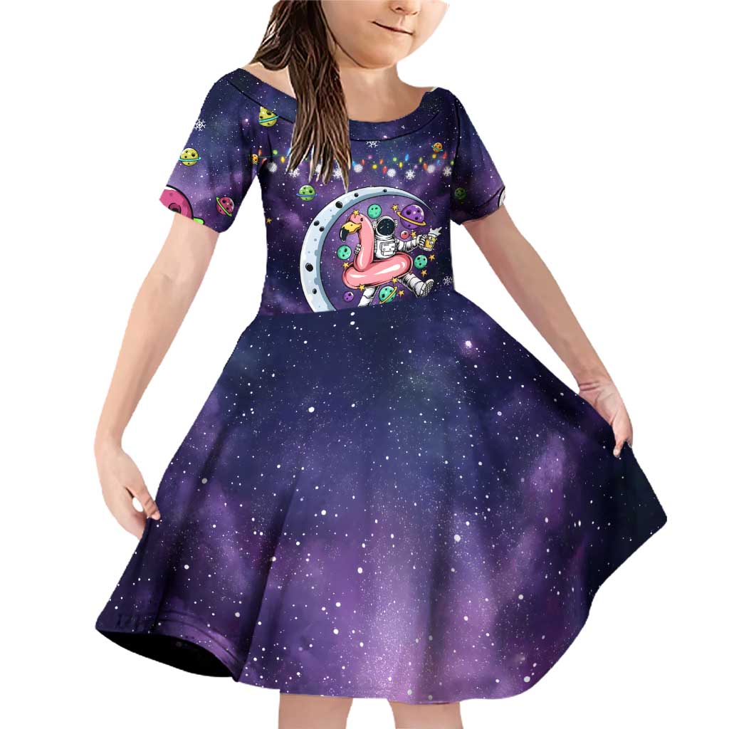 Funny Astronauts Sit On Flamingo Christmas Family Matching Off Shoulder Short Dress and Hawaiian Shirt Xmas Holiday Patterns - Wonder Print Shop