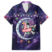Funny Astronauts Sit On Flamingo Christmas Family Matching Off Shoulder Short Dress and Hawaiian Shirt Xmas Holiday Patterns - Wonder Print Shop