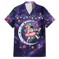 Funny Astronauts Sit On Flamingo Christmas Family Matching Short Sleeve Bodycon Dress and Hawaiian Shirt Xmas Holiday Patterns - Wonder Print Shop