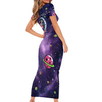 Funny Astronauts Sit On Flamingo Christmas Family Matching Short Sleeve Bodycon Dress and Hawaiian Shirt Xmas Holiday Patterns - Wonder Print Shop