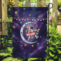 Funny Astronauts Sit On Flamingo Christmas Garden Flag Xmas Holiday Patterns - Wonder Print Shop