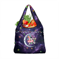 Funny Astronauts Sit On Flamingo Christmas Grocery Bag Xmas Holiday Patterns - Wonder Print Shop