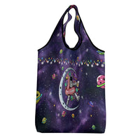 Funny Astronauts Sit On Flamingo Christmas Grocery Bag Xmas Holiday Patterns - Wonder Print Shop