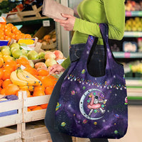 Funny Astronauts Sit On Flamingo Christmas Grocery Bag Xmas Holiday Patterns - Wonder Print Shop
