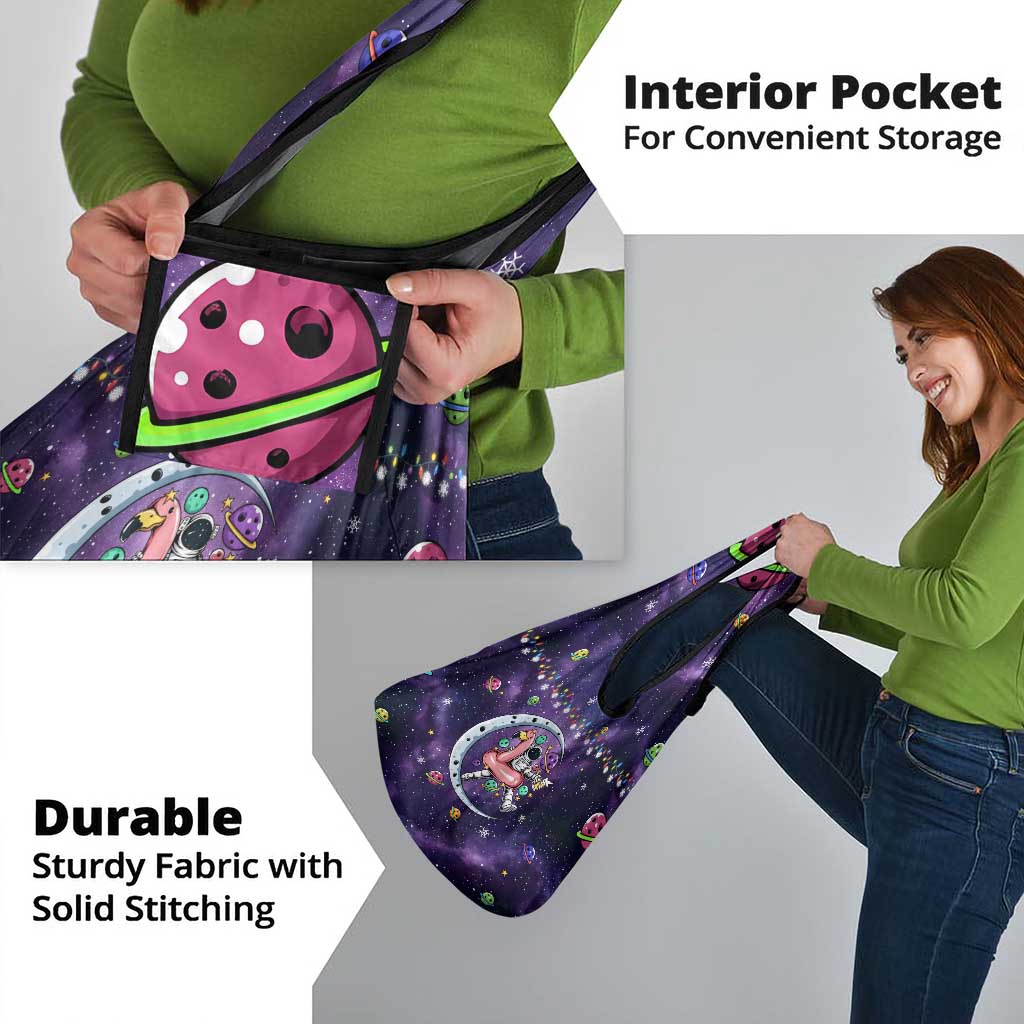 Funny Astronauts Sit On Flamingo Christmas Grocery Bag Xmas Holiday Patterns - Wonder Print Shop
