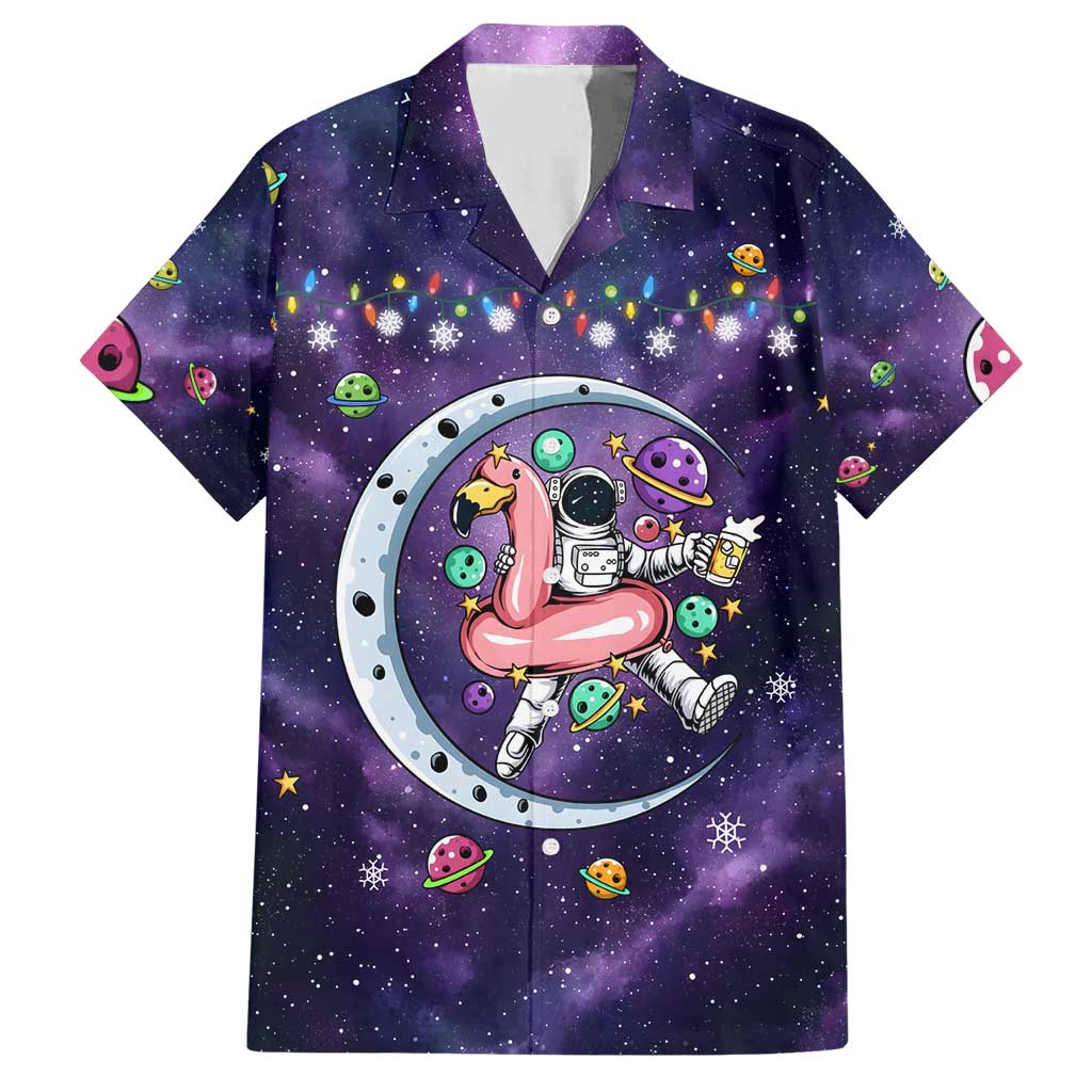 Funny Astronauts Sit On Flamingo Christmas Hawaiian Shirt Xmas Holiday Patterns - Wonder Print Shop