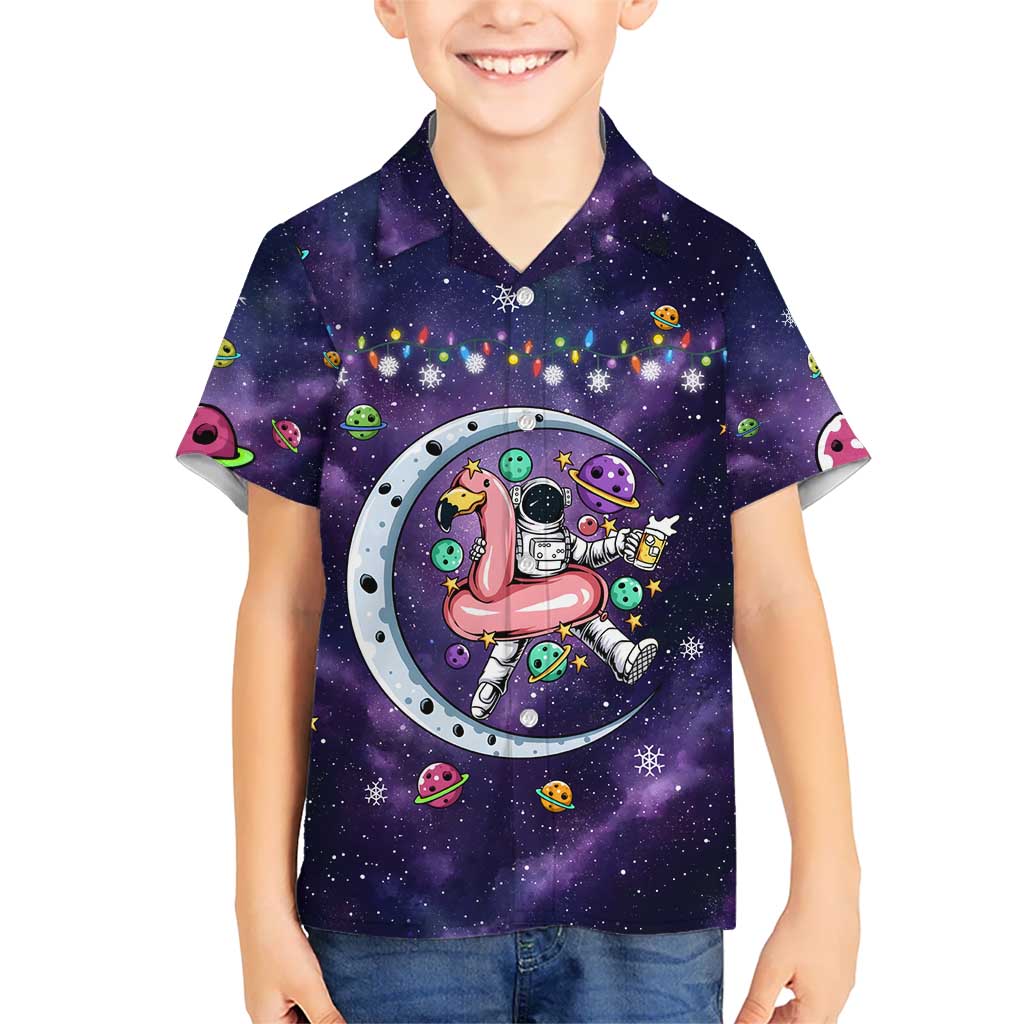 Funny Astronauts Sit On Flamingo Christmas Hawaiian Shirt Xmas Holiday Patterns - Wonder Print Shop