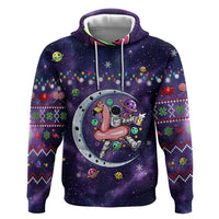 Funny Astronauts Sit On Flamingo Christmas Hoodie Xmas Holiday Patterns - Wonder Print Shop