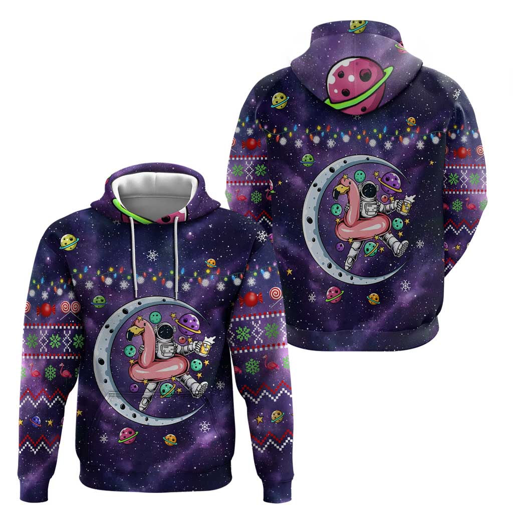 Funny Astronauts Sit On Flamingo Christmas Hoodie Xmas Holiday Patterns - Wonder Print Shop