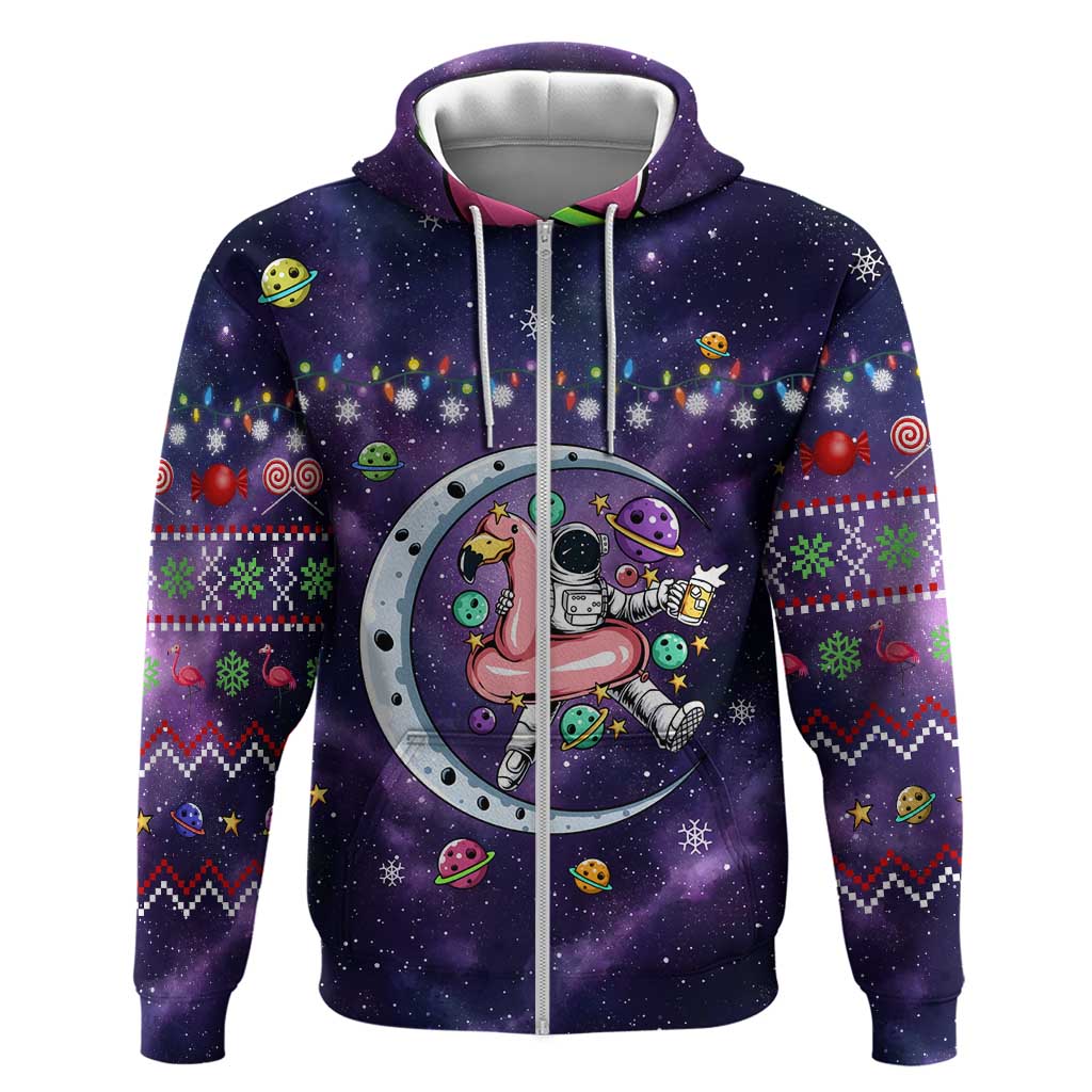 Funny Astronauts Sit On Flamingo Christmas Hoodie Xmas Holiday Patterns - Wonder Print Shop