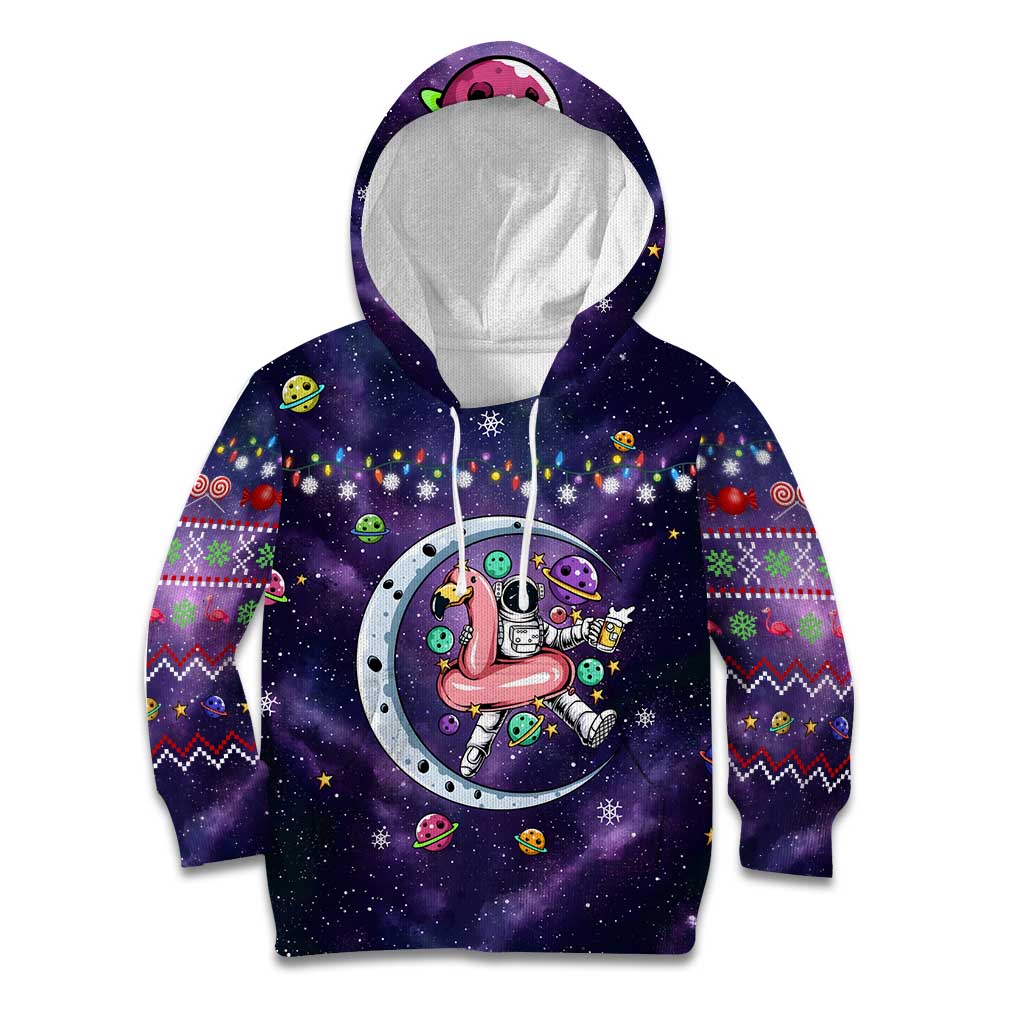 Funny Astronauts Sit On Flamingo Christmas Kid Hoodie Xmas Holiday Patterns - Wonder Print Shop