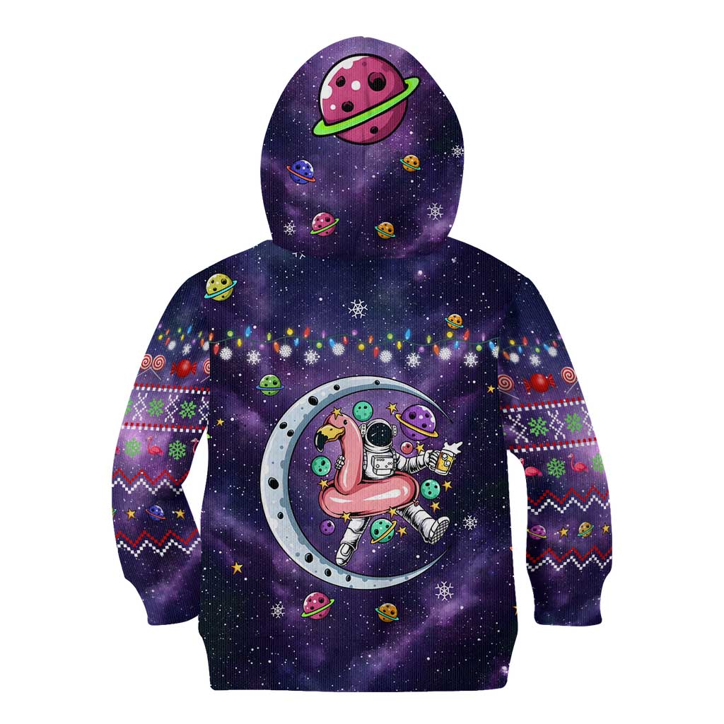 Funny Astronauts Sit On Flamingo Christmas Kid Hoodie Xmas Holiday Patterns - Wonder Print Shop