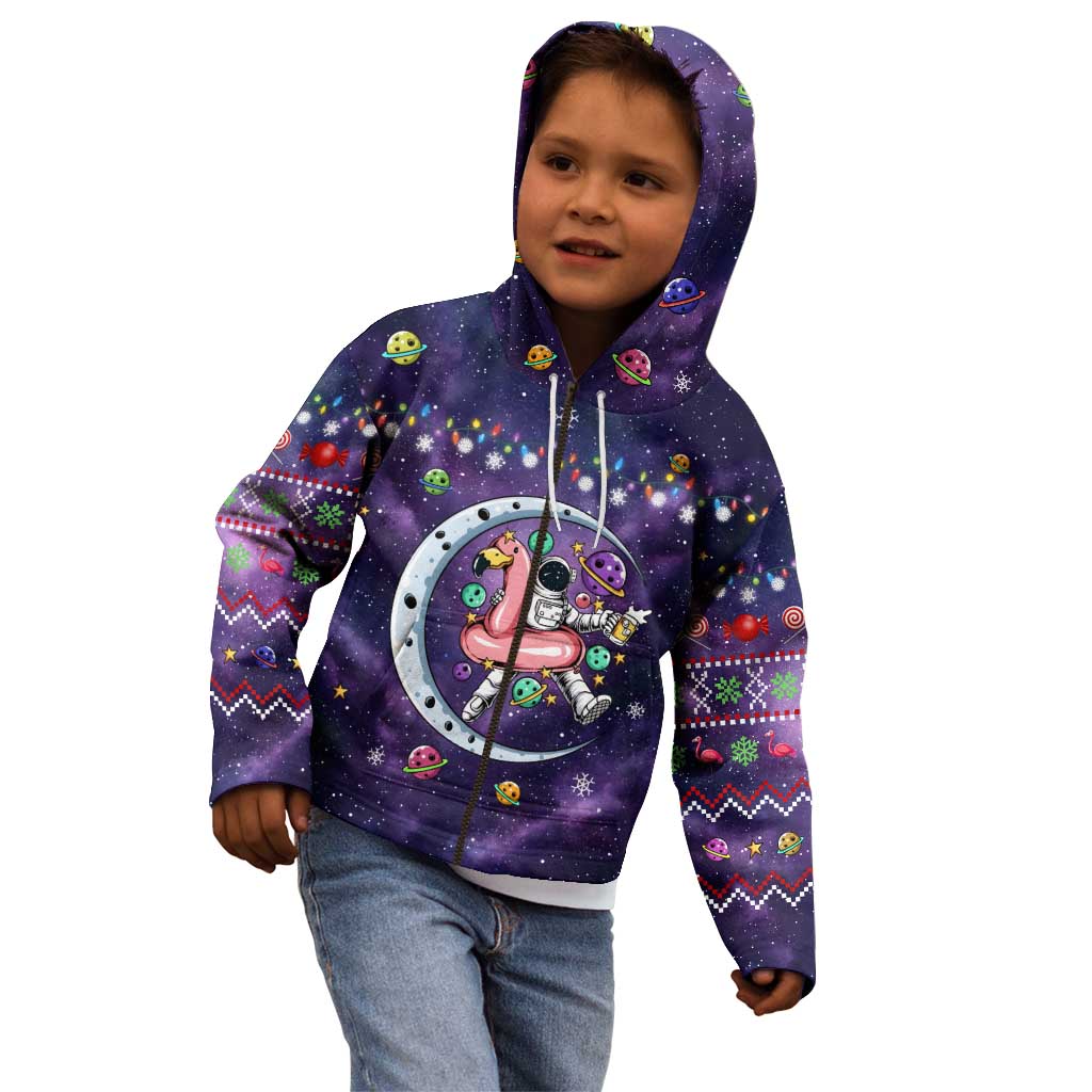 Funny Astronauts Sit On Flamingo Christmas Kid Hoodie Xmas Holiday Patterns - Wonder Print Shop