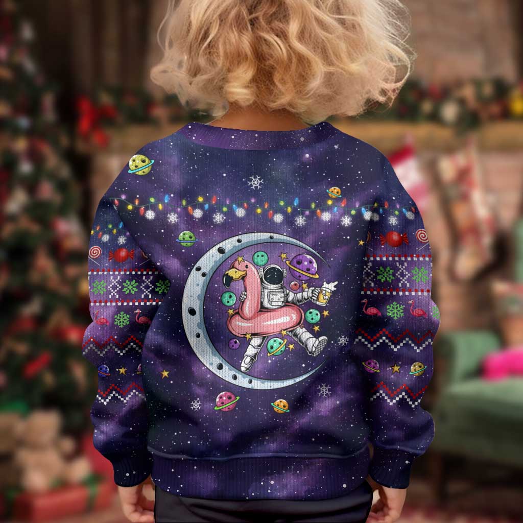 Funny Astronauts Sit On Flamingo Christmas Kid Ugly Christmas Sweater Xmas Holiday Patterns - Wonder Print Shop
