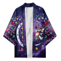 Funny Astronauts Sit On Flamingo Christmas Kimono Xmas Holiday Patterns - Wonder Print Shop