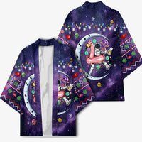 Funny Astronauts Sit On Flamingo Christmas Kimono Xmas Holiday Patterns - Wonder Print Shop