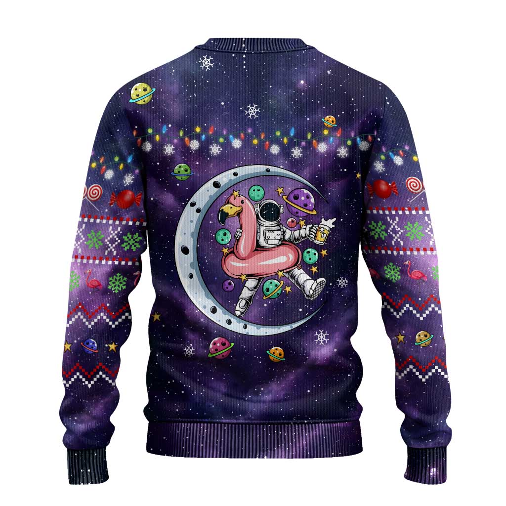 Funny Astronauts Sit On Flamingo Christmas Ugly Christmas Sweater Xmas Holiday Patterns - Wonder Print Shop