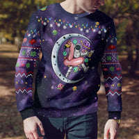 Funny Astronauts Sit On Flamingo Christmas Ugly Christmas Sweater Xmas Holiday Patterns - Wonder Print Shop
