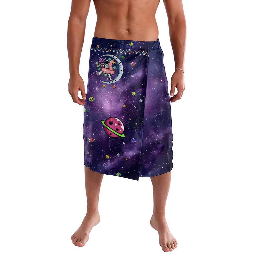 Funny Astronauts Sit On Flamingo Christmas Lavalava Xmas Holiday Patterns - Wonder Print Shop