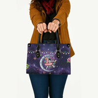 Funny Astronauts Sit On Flamingo Christmas Leather Bag Xmas Holiday Patterns - Wonder Print Shop