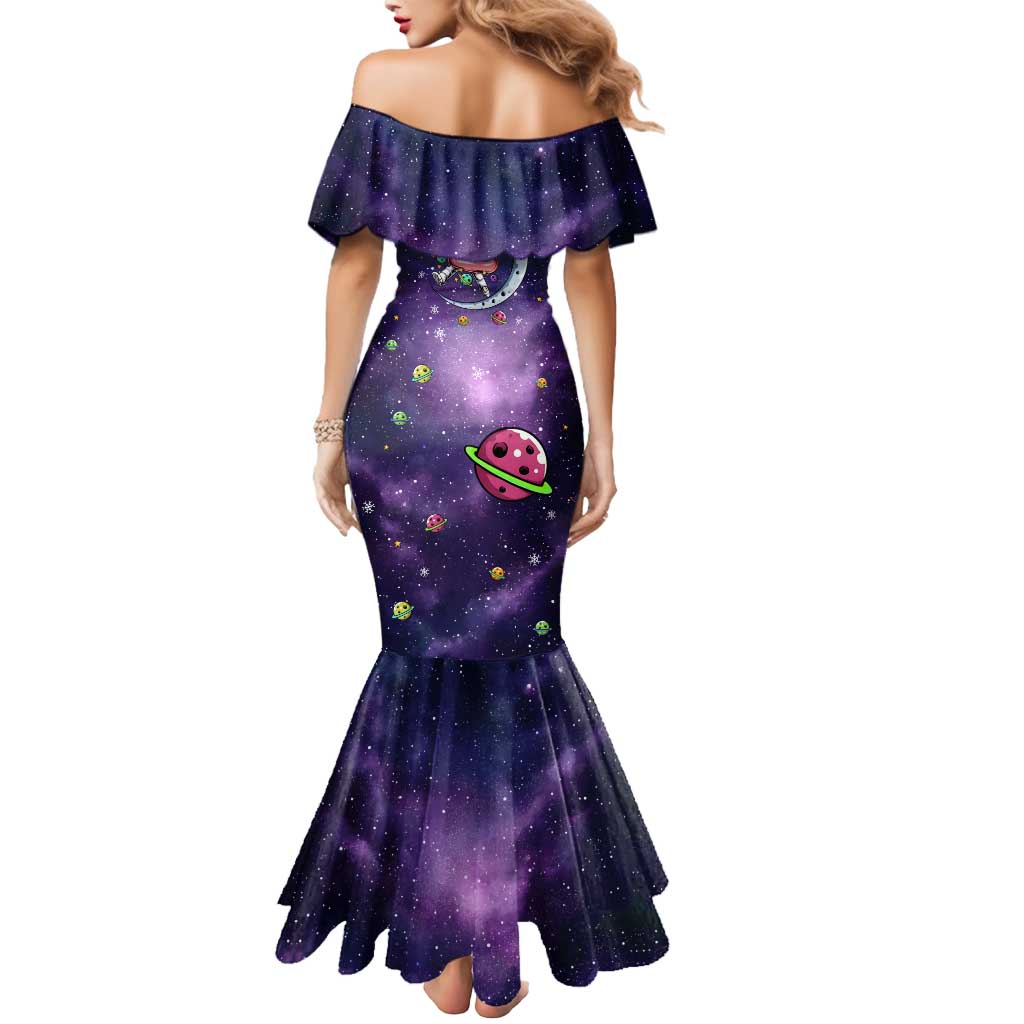 Funny Astronauts Sit On Flamingo Christmas Mermaid Dress Xmas Holiday Patterns - Wonder Print Shop