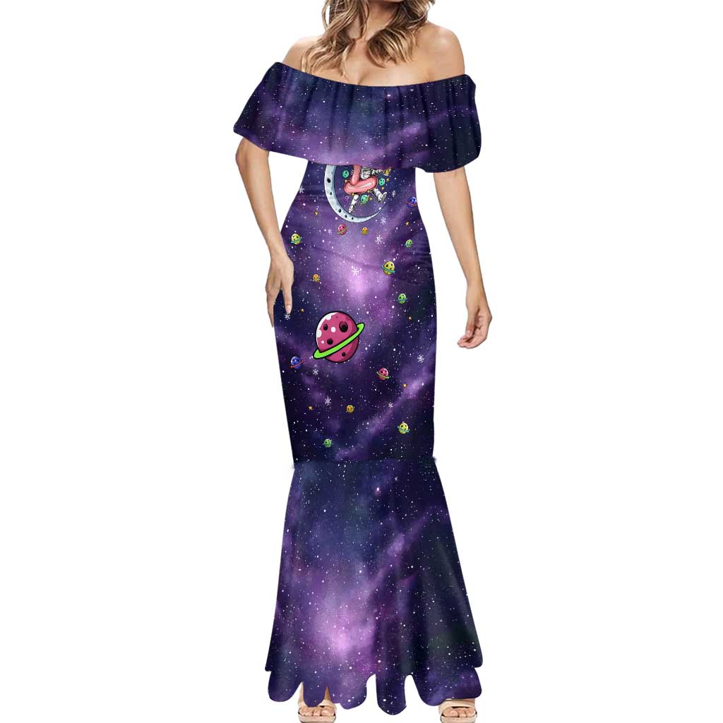 Funny Astronauts Sit On Flamingo Christmas Mermaid Dress Xmas Holiday Patterns - Wonder Print Shop