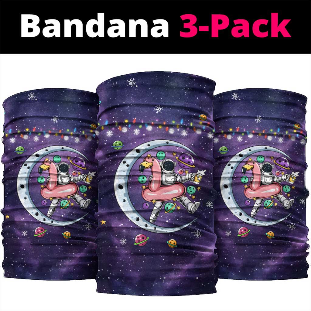 Funny Astronauts Sit On Flamingo Christmas Neck Gaiter Xmas Holiday Patterns - Wonder Print Shop