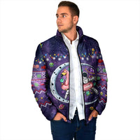 Funny Astronauts Sit On Flamingo Christmas Padded Jacket Xmas Holiday Patterns - Wonder Print Shop