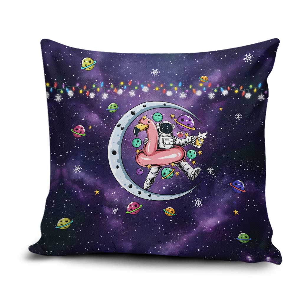 Funny Astronauts Sit On Flamingo Christmas Pillow Cover Xmas Holiday Patterns - Wonder Print Shop