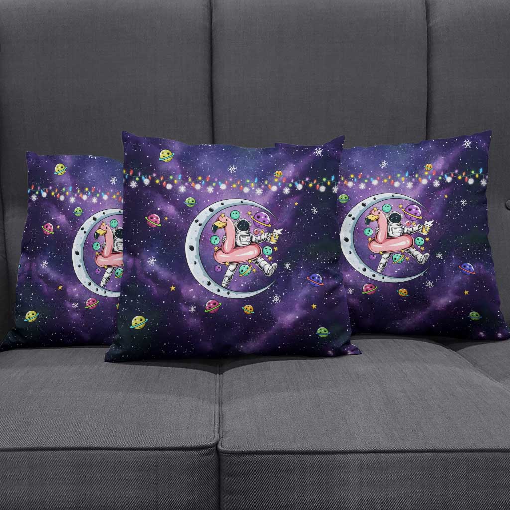 Funny Astronauts Sit On Flamingo Christmas Pillow Cover Xmas Holiday Patterns - Wonder Print Shop