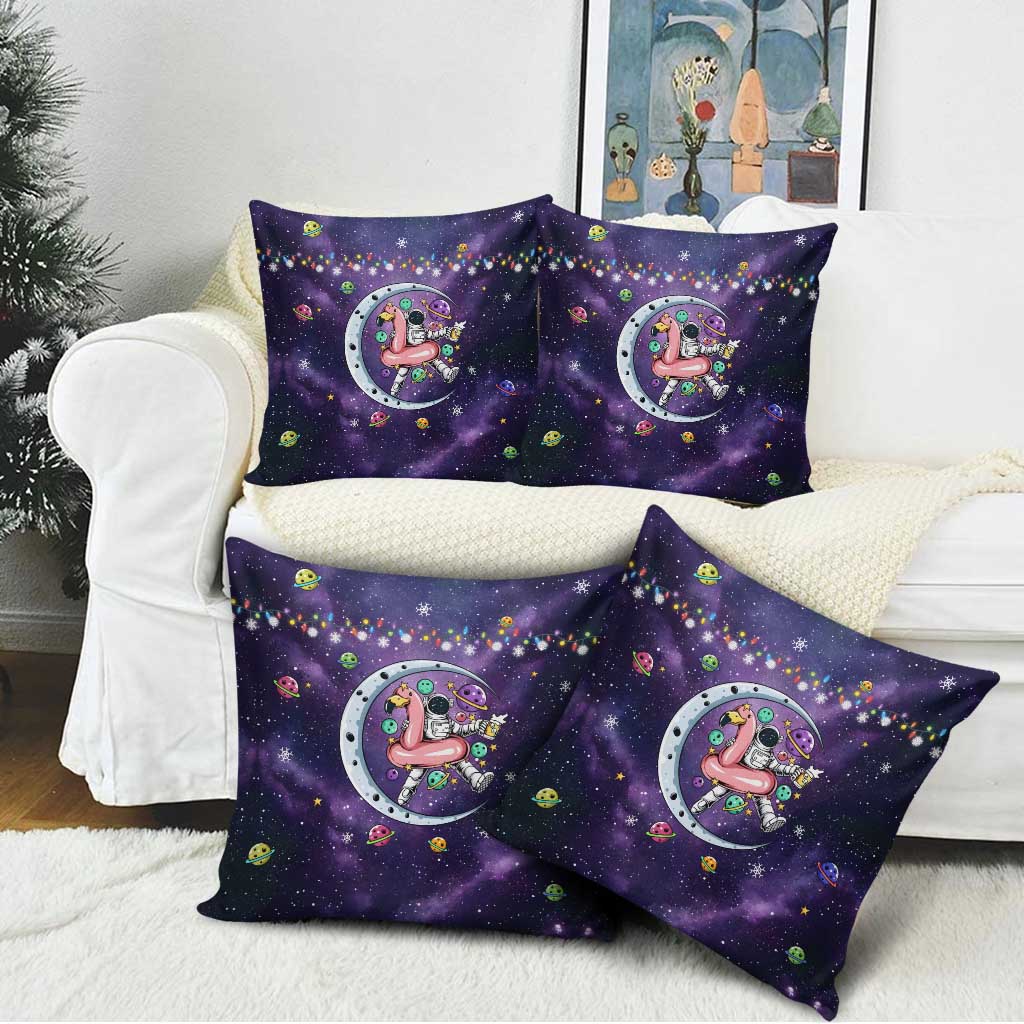 Funny Astronauts Sit On Flamingo Christmas Pillow Cover Xmas Holiday Patterns - Wonder Print Shop