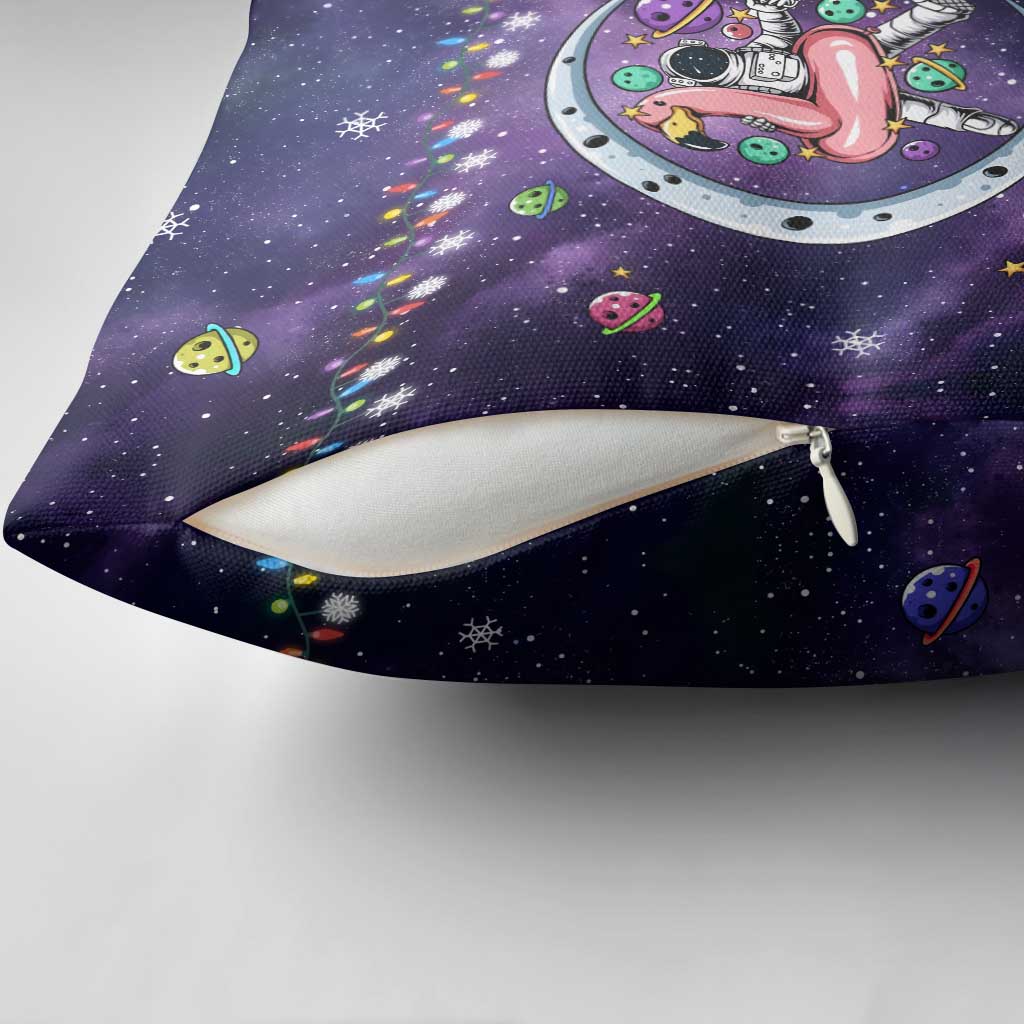 Funny Astronauts Sit On Flamingo Christmas Pillow Cover Xmas Holiday Patterns - Wonder Print Shop