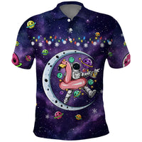 Funny Astronauts Sit On Flamingo Christmas Polo Shirt Xmas Holiday Patterns - Wonder Print Shop