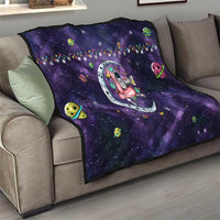 Funny Astronauts Sit On Flamingo Christmas Quilt Xmas Holiday Patterns - Wonder Print Shop