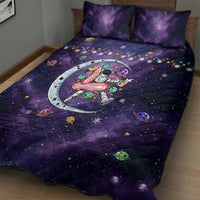 Funny Astronauts Sit On Flamingo Christmas Quilt Bed Set Xmas Holiday Patterns - Wonder Print Shop