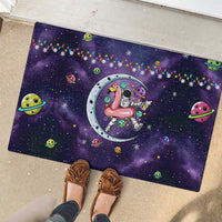 Funny Astronauts Sit On Flamingo Christmas Rubber Doormat Xmas Holiday Patterns - Wonder Print Shop
