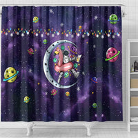 Funny Astronauts Sit On Flamingo Christmas Shower Curtain Xmas Holiday Patterns - Wonder Print Shop