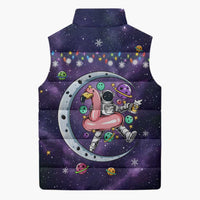 Funny Astronauts Sit On Flamingo Christmas Sleeveless Puffer Jacket Xmas Holiday Patterns - Wonder Print Shop
