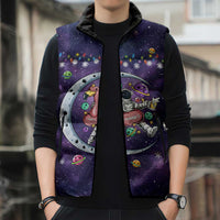 Funny Astronauts Sit On Flamingo Christmas Sleeveless Puffer Jacket Xmas Holiday Patterns - Wonder Print Shop