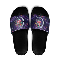 Funny Astronauts Sit On Flamingo Christmas Slide Sandals Xmas Holiday Patterns - Wonder Print Shop