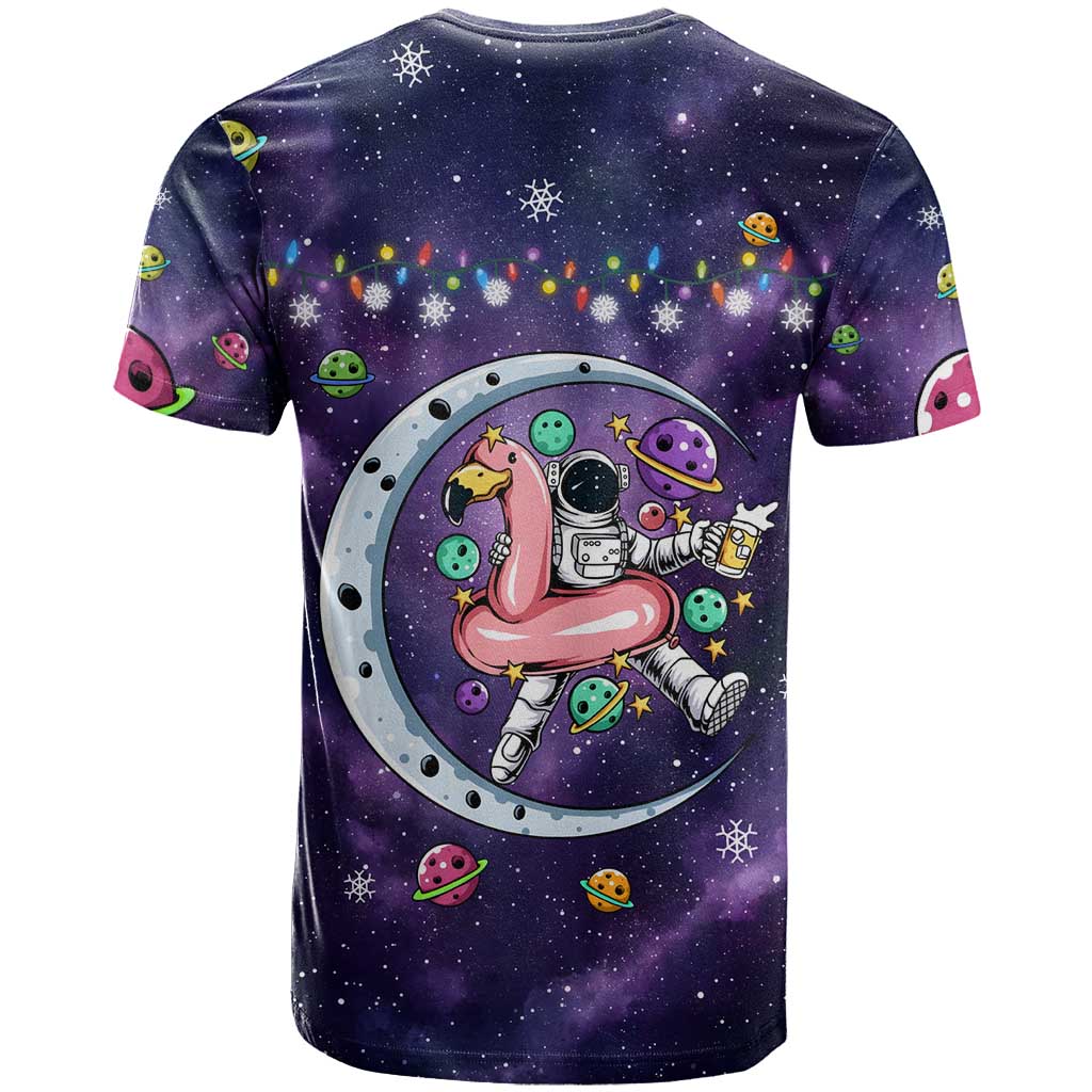 Funny Astronauts Sit On Flamingo Christmas T Shirt Xmas Holiday Patterns - Wonder Print Shop