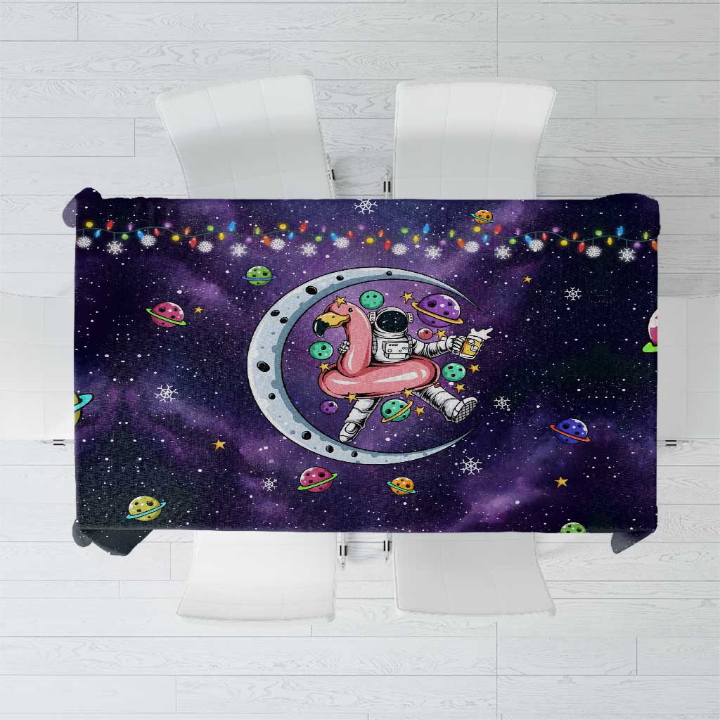 Funny Astronauts Sit On Flamingo Christmas Tablecloth Xmas Holiday Patterns - Wonder Print Shop