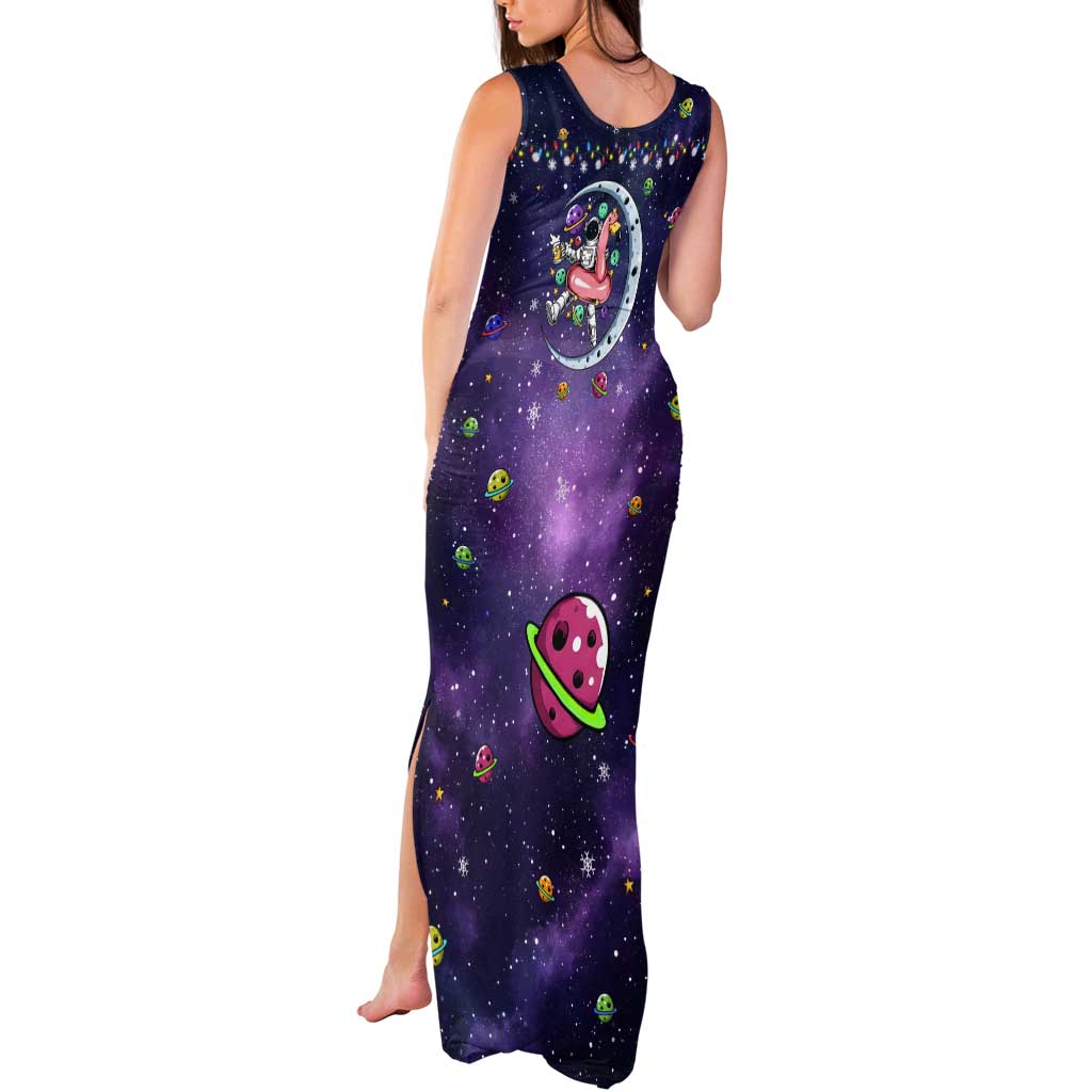 Funny Astronauts Sit On Flamingo Christmas Tank Maxi Dress Xmas Holiday Patterns - Wonder Print Shop