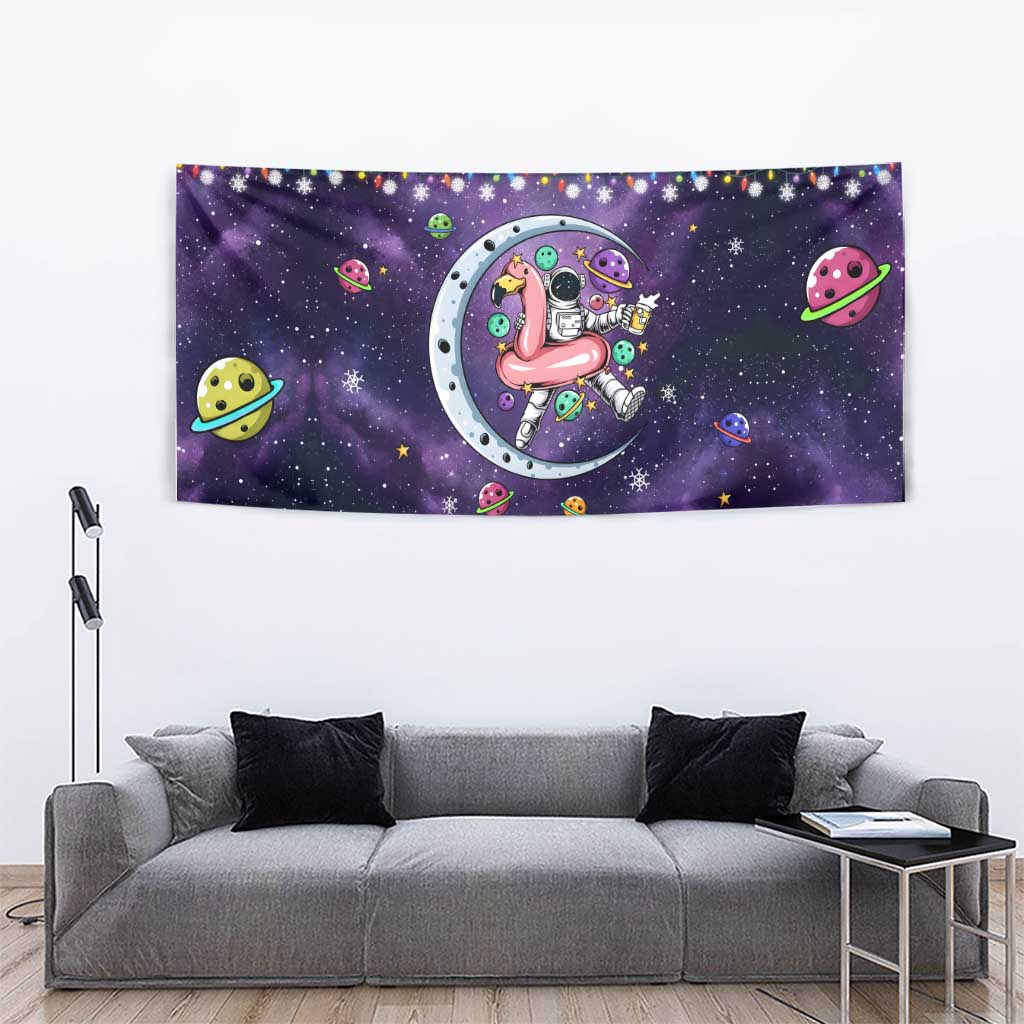 Funny Astronauts Sit On Flamingo Christmas Tapestry Xmas Holiday Patterns - Wonder Print Shop